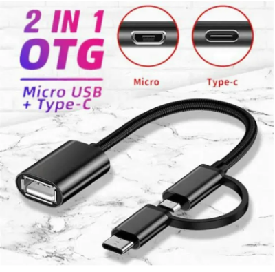 Picture of 2 in 1 USB 3.0 OTG Cable Portable Type-C Micro USB OTG Adapter Cable USB Type C Male To USB 3.0 A Female OTG Data Cord Adapter