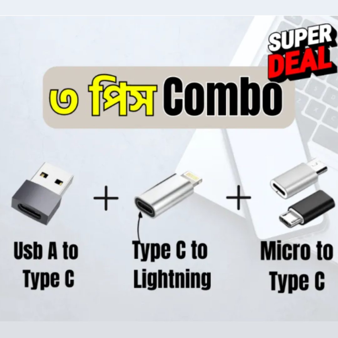 Picture of 3 Type Of Converter Package / aluminium shell / Type c to usb a / lightning to micro / type c to micro converter