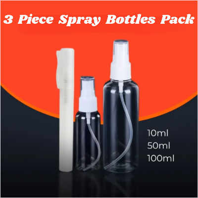 Picture of 3 pcs Plastic Spray Bottle 10ml and 50ml and 100ml package