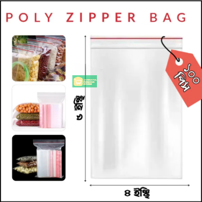 Picture of 100 pieces /Plastic Zipper Bag / Zip Lock Bag / Zip Bag / Transparent Packaging Plastic Bag with Sealable Zipper Zip Lock 4X5 zipper 100 Pcs