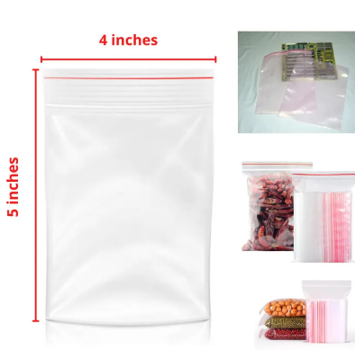 Picture of 100 pieces /Plastic Zipper Bag / Zip Lock Bag / Zip Bag / Transparent Packaging Plastic Bag with Sealable Zipper Zip Lock 4X5 zipper 100 Pcs