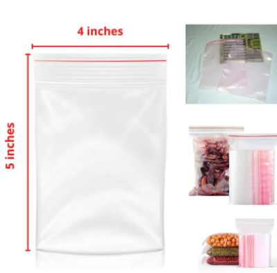 Picture of 100 pieces /Plastic Zipper Bag / Zip Lock Bag / Zip Bag / Transparent Packaging Plastic Bag with Sealable Zipper Zip Lock 4X5 zipper 100 Pcs
