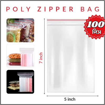 Picture of 100 pieces /Plastic Zipper Bag / Zip Lock Bag / Zip Bag / Transparent Packaging Plastic Bag with Sealable Zipper Zip Lock 5X7 zipper