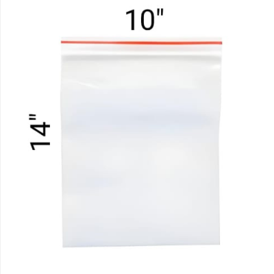 Picture of Zip/Zipper Lock Poly Bag-Plastic Packet 10x14 inch Pack of 100 Pcs