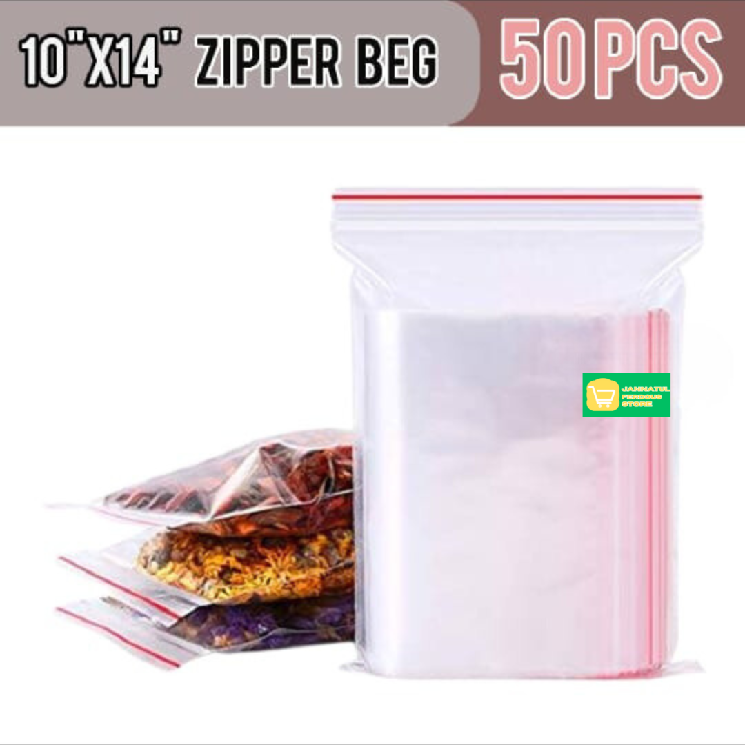 Picture of Zip/Zipper Lock Poly Bag-Plastic Packet 10x14 inch Pack of 50 Pcs
