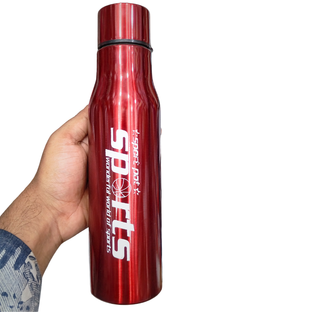 Picture of Sport Pot Water Bottles, Dew Drop Stainless Steel Water Bottles, Fridge Storage Bottle -1000ml red Color (Pack of 1)