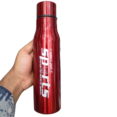 Picture of Sport Pot Water Bottles, Dew Drop Stainless Steel Water Bottles, Fridge Storage Bottle -1000ml red Color (Pack of 1)