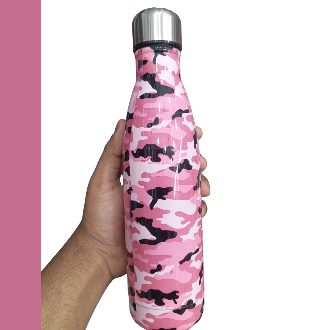 Picture of 500ML Water Bottle Stainless Steel Double-Wall Thermos Bottle Tea Cup Coffee Travel Sports Drink Bottle