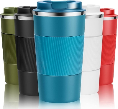 Picture of Wosta Travel Mug, Insulated Coffee Cup with Leakproof Lid ,Vacuum Insulation Stainless Steel Reusable for Hot Cold Coffee, Water and Tea, Thermal Mug with Non-Slip Protective Cover, 510ml/18oz
