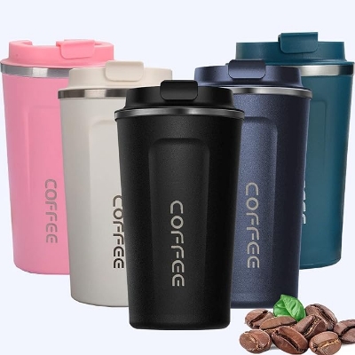 Picture of 17oz Travel Mug, 510ml Insulated Coffee Mug Spill, Stainless Steel Vacuum Tumbler, Big Water Bottle with Lid, Double Wall Leak-Proof Thermos for Keep Hot/Ice Coffee,Tea, Black