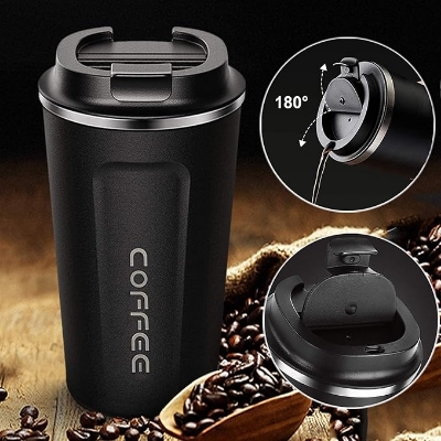 Picture of 17oz Travel Mug, 510ml Insulated Coffee Mug Spill, Stainless Steel Vacuum Tumbler, Big Water Bottle with Lid, Double Wall Leak-Proof Thermos for Keep Hot/Ice Coffee,Tea, Black