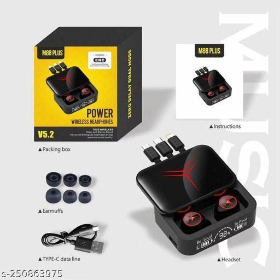 Picture of New TWS V5.3 M88 Plus TWS True Wireless Stereo Mic Gamer Headset LED Display 2000Mah Power Bank Headphones Earphones Gaming Earbuds