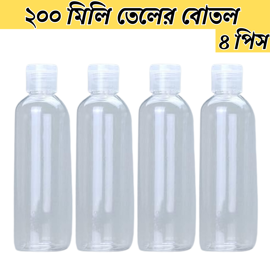 Picture of 200ml Oil Bottle TipTop Cap Transparent Plastic Bottle- 4 pcs
