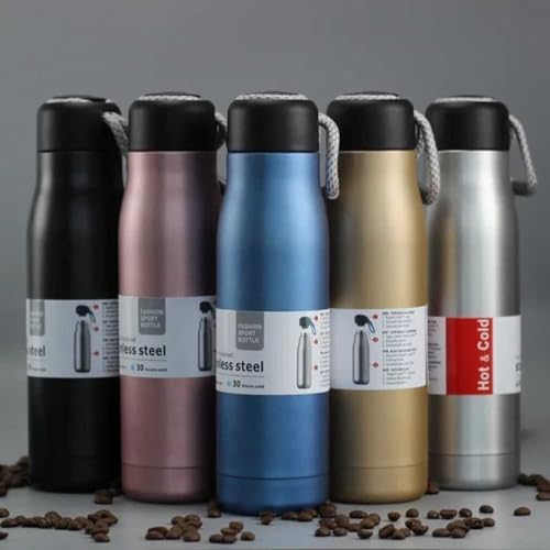 Picture of badgeVacuum Insulated Sport Bottle,Stainless Steel Leak Proof Metal Water Bottle,Keep Cool and Hot,With Portable Cup Rope 500ML