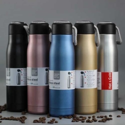 Picture of badgeVacuum Insulated Sport Bottle,Stainless Steel Leak Proof Metal Water Bottle,Keep Cool and Hot,With Portable Cup Rope 500ML