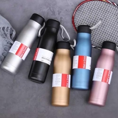 Picture of badgeVacuum Insulated Sport Bottle,Stainless Steel Leak Proof Metal Water Bottle,Keep Cool and Hot,With Portable Cup Rope 500ML