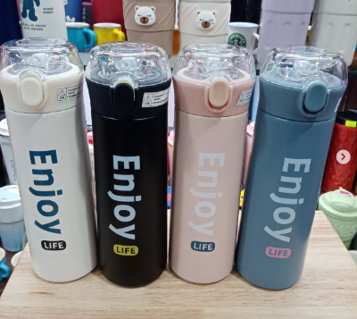 Picture of Portable Stainless Steel Vacuum Flask with Straw, Thermos Flask for Students, Thermal Water Bottle, Tumbler, 350ml