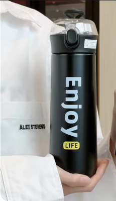 Picture of Portable Stainless Steel Vacuum Flask with Straw, Thermos Flask for Students, Thermal Water Bottle, Tumbler, 350ml