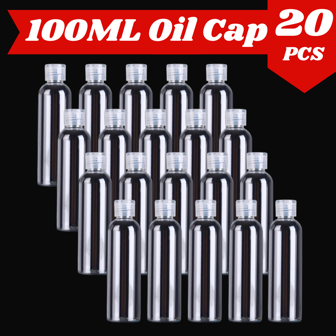 Picture of Plastic Oil Bottle Tiptop Cap 100Ml Transparent- 20 pcs
