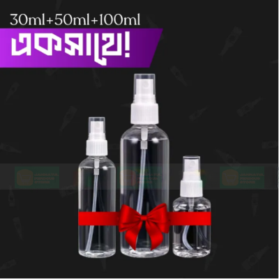 Picture of (3pcs) Empty Travel set Mini Plastic Transparent Small Spray Bottle Combo Package