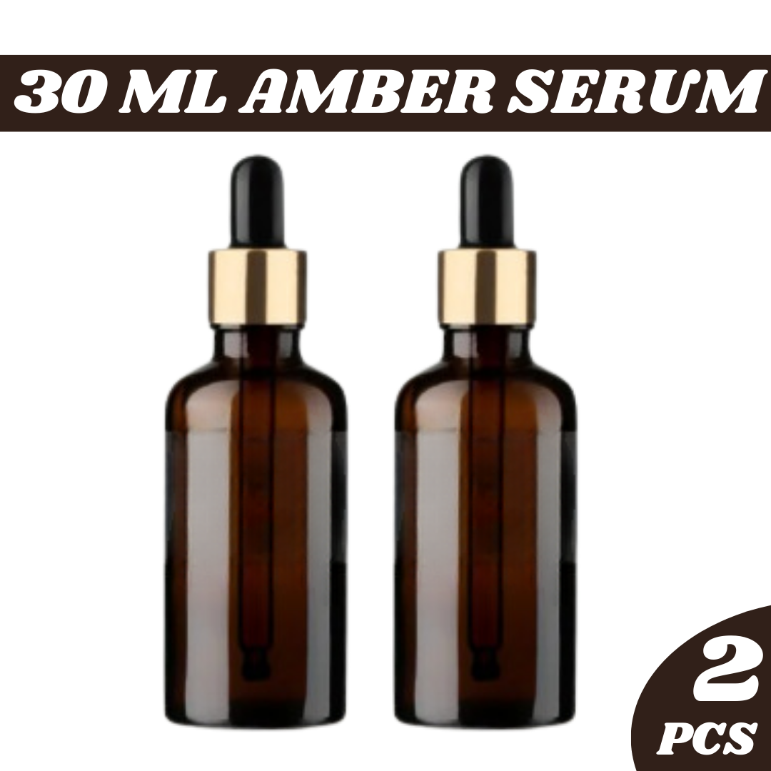 Picture of 30ML amber glass dropper bottle, light proof empty bottle can be refilled with essential oils, cosmetics, and fluid containers 2 Piece