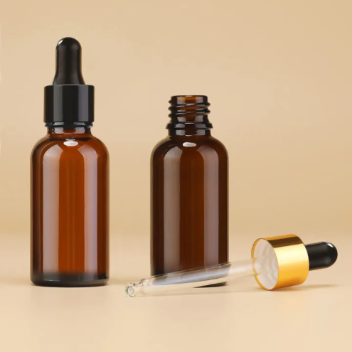 Picture of 30ML amber glass dropper bottle, light proof empty bottle can be refilled with essential oils, cosmetics, and fluid containers 2 Piece