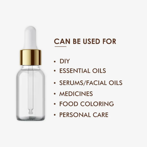 Picture of Reusable 30ml Clear Transparent Glass Serum Bottle with Gold Dropper Cap - Perfect for Essential Oils, Face & Beauty Serums- 1 pcs