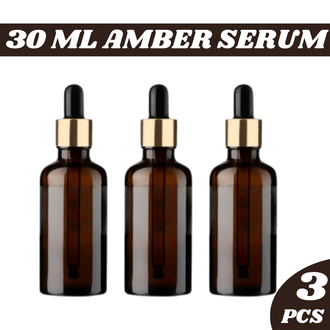 Picture of 30ML amber glass dropper bottle, light proof empty bottle can be refilled with essential oils, cosmetics, and fluid containers 3 Piece