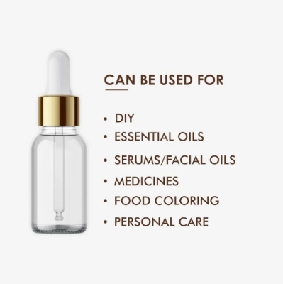 Picture of Reusable 30ml Clear Transparent Glass Serum Bottle with Gold Dropper Cap - Perfect for Essential Oils, Face & Beauty Serums- 3 pcs