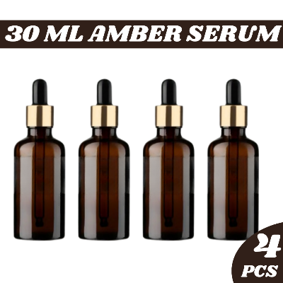 Picture of 30ML amber glass dropper bottle, light proof empty bottle can be refilled with essential oils, cosmetics, and fluid containers 4 Piece