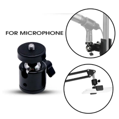 Picture of Mini Swivel Ball Head Tripod Head 360 Degree Rotating Mount Base Adapter with Universal 1/4 Inch Screw Mounts for Microphone