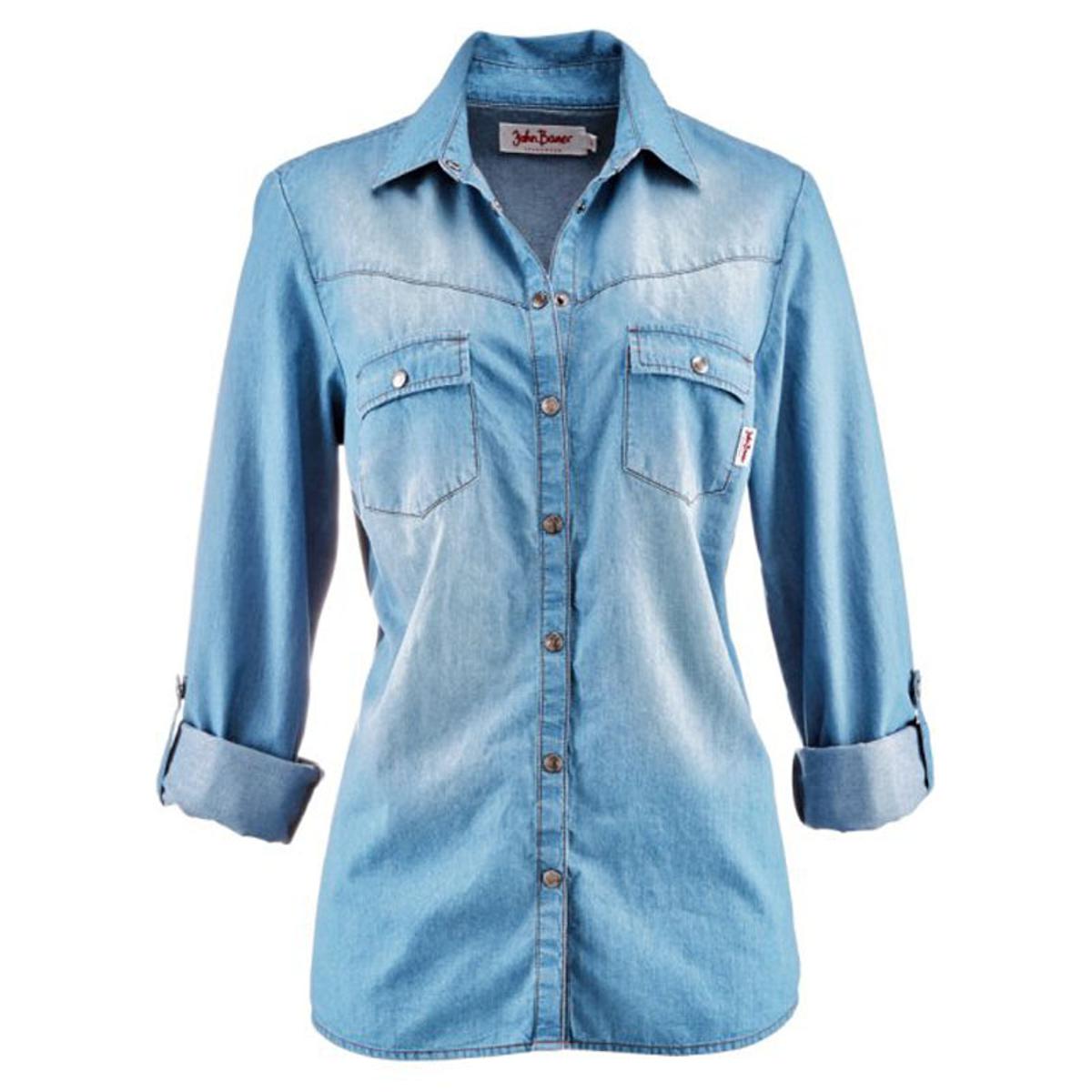 Picture of Blue Long Sleeve Denim Shirt For Women - Blouse For Women