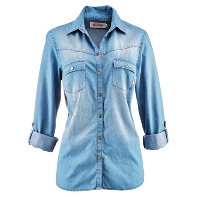 Picture of Blue Long Sleeve Denim Shirt For Women - Blouse For Women
