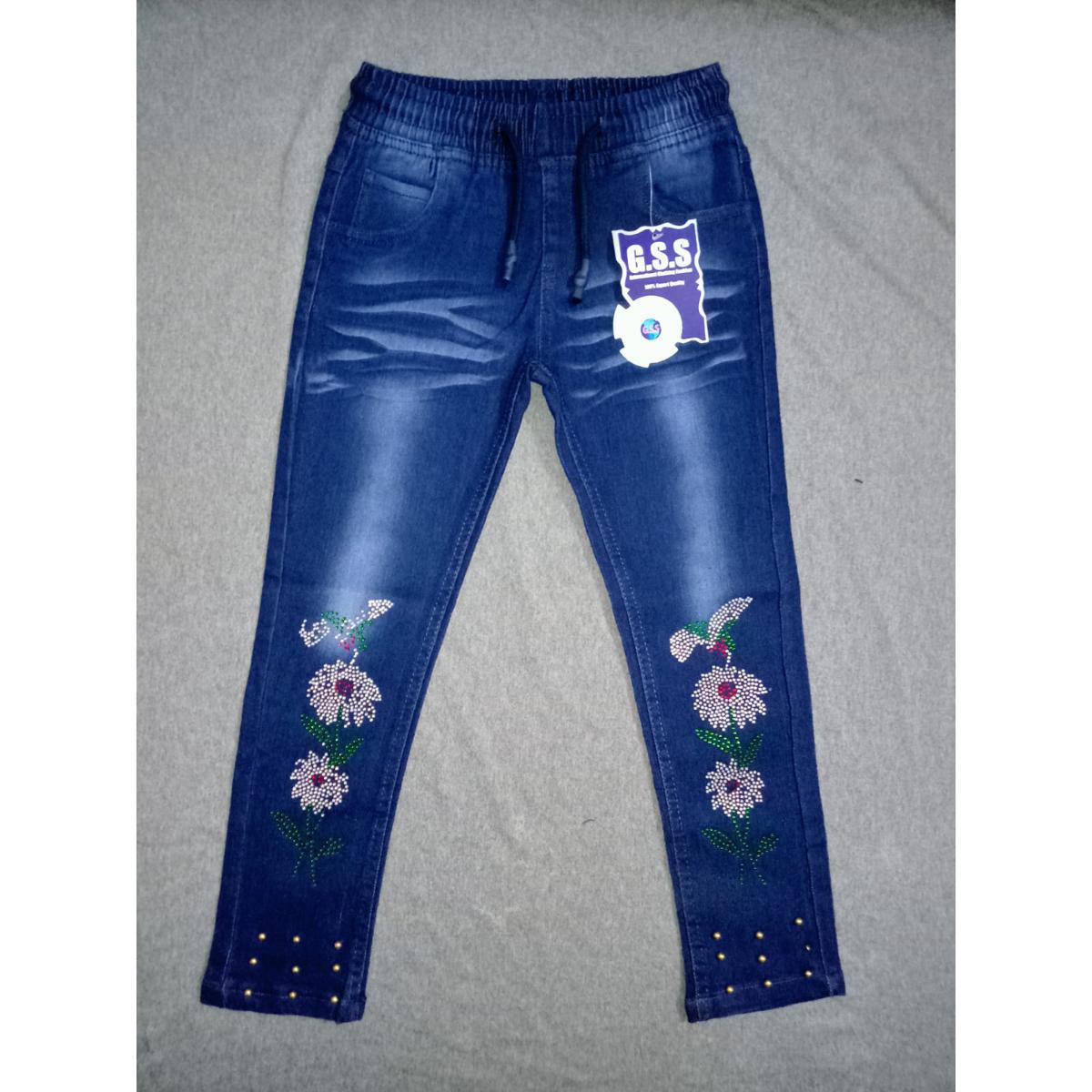 Picture of Fashionable and stylish Blue denim stretch  jeans pant for girls.
