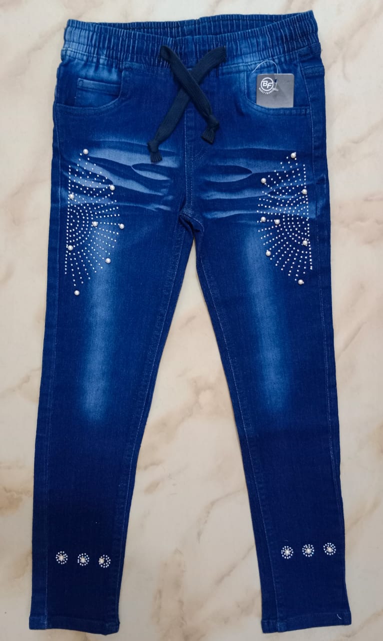 Picture of Girls Denim Jeans Pant (12-15Y) Years Blue colour with ston pathor
