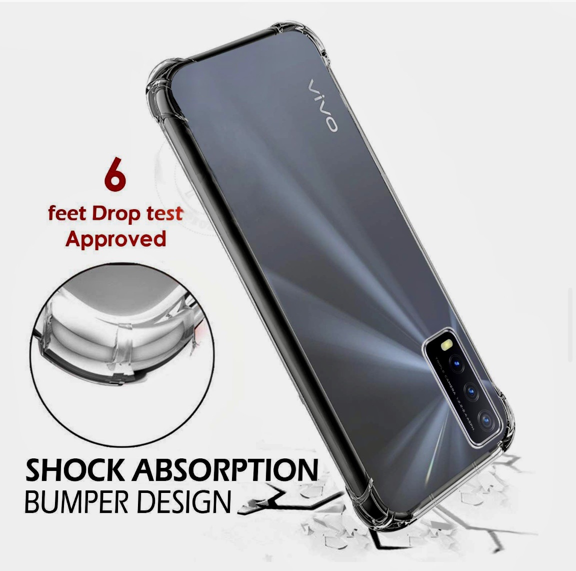 Picture of For Vivo Y20/Y20i/Y12A/Y11s/Y20s Soft Transparent Shockproof Tpu Back Case/Cover  Water Colour, With Camera Bumper protection.