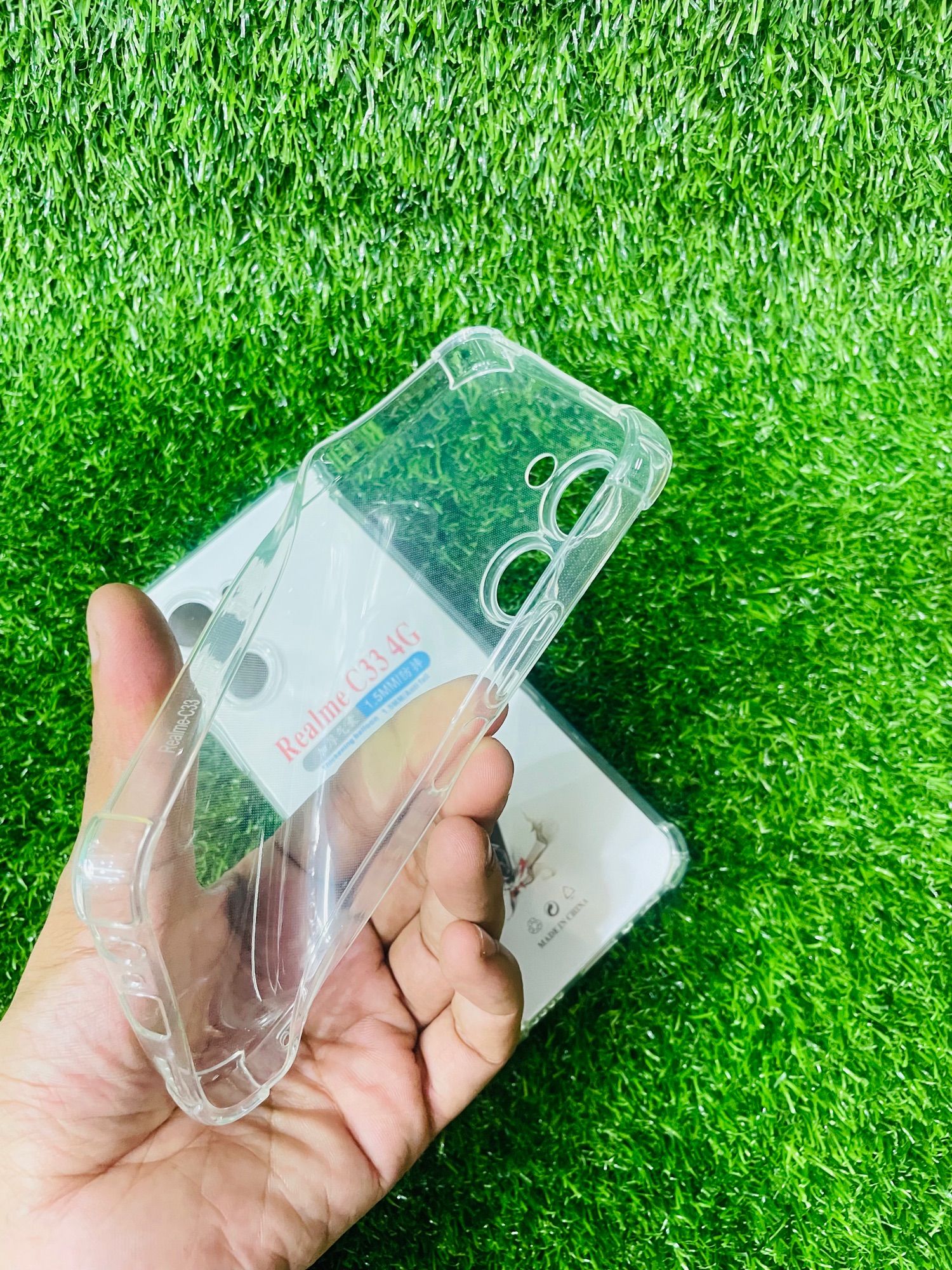 Picture of For Realme C33(4G) Soft Transparent Shockproof Tpu Back Case/Cover  Water Colour, With Camera Bumper protection.