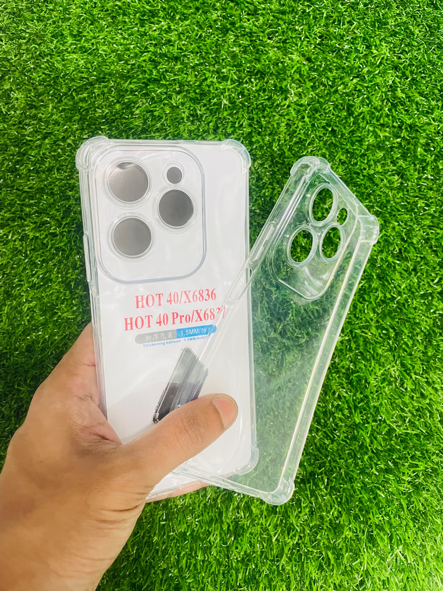 Picture of For Infinix HOT 40/HOT 40 Pro Soft Transparent Shockproof Tpu Back Case/Cover  Water Colour, With Camera Bumper protection.