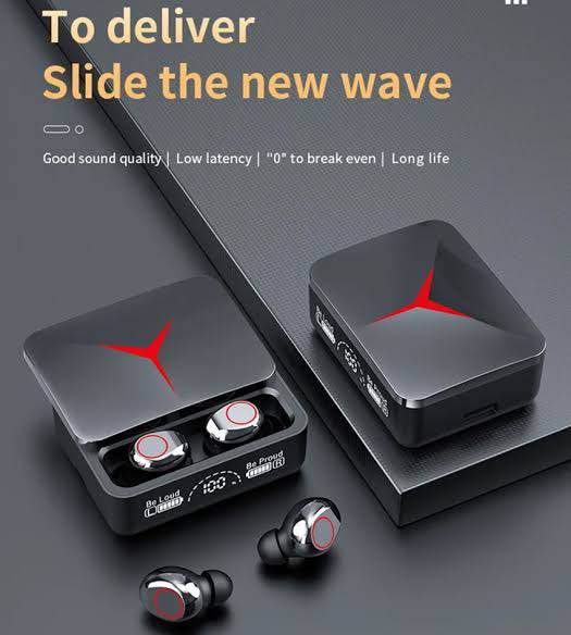 Picture of M90 Pro Wireless Bluetooth Earbuds with Touch Control and Dual LED Charging Display, 140H Playtime Headphones with Noise Cancellation Gaming TWS (Black, 1 Pair)