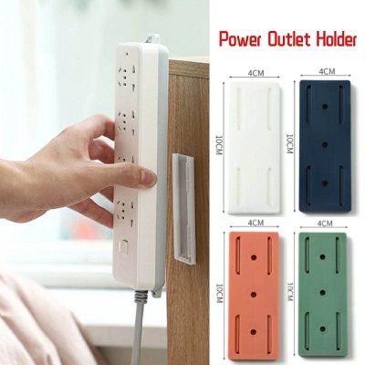 Picture of Wall-Mounted Socket Fixer Holder Socket Holder Powerful Sticker Self-Adhesive Punch-free Plug Fixer Cable Wire Organizer Racks