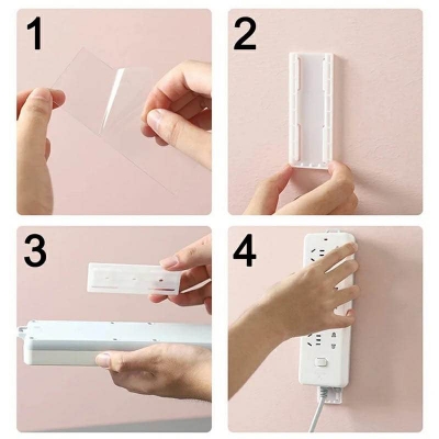 Picture of Wall-Mounted Socket Fixer Holder Socket Holder Powerful Sticker Self-Adhesive Punch-free Plug Fixer Cable Wire Organizer Racks