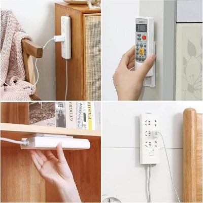 Picture of Wall-Mounted Socket Fixer Holder Socket Holder Powerful Sticker Self-Adhesive Punch-free Plug Fixer Cable Wire Organizer Racks