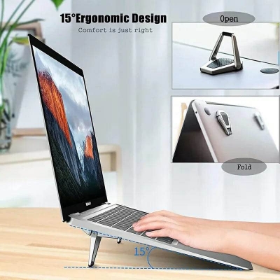 Picture of Metal Laptop Folding Stand - Laptop Stand Bracket Portable Heat Dissipation Bracket Game Book Support for Apple Macbook Pro Air