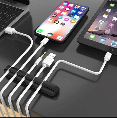Picture of 05 Clips Cable Organizer Silicone USB Cable Winder Desktop Tidy Management Clips Cable Holder for Mouse Headphone Wire Organizer