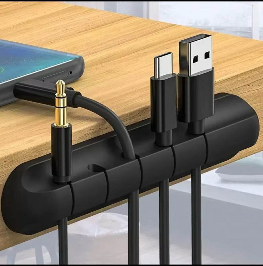 Picture of 05 Clips Cable Organizer Silicone USB Cable Winder Desktop Tidy Management Clips Cable Holder for Mouse Headphone Wire Organizer