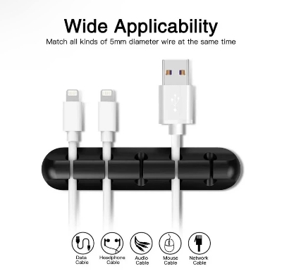 Picture of 05 Clips Cable Organizer Silicone USB Cable Winder Desktop Tidy Management Clips Cable Holder for Mouse Headphone Wire Organizer