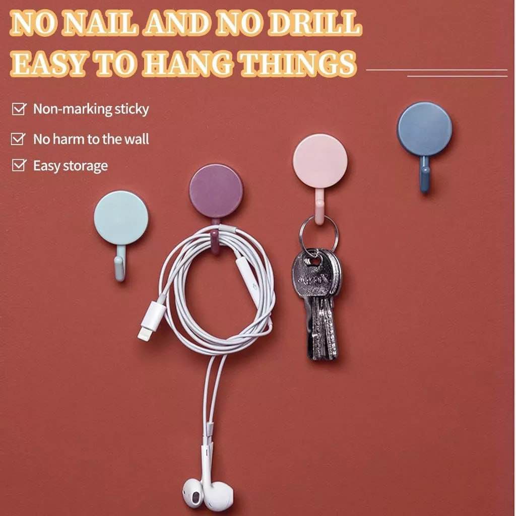Picture of 10PCS Self Adhesive Strong Hooks Kitchen Storage Wall Mounted Hooks Towel Bag Clothing Bathroom Door Hanger Home Organizer Hooks