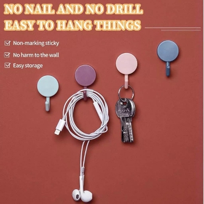 Picture of 10PCS Self Adhesive Strong Hooks Kitchen Storage Wall Mounted Hooks Towel Bag Clothing Bathroom Door Hanger Home Organizer Hooks