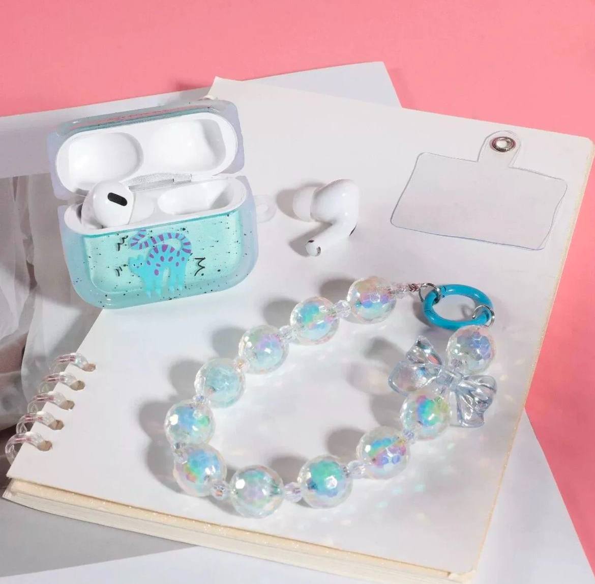 Picture of New Jelly Cat Colorful Earphones Protective Case Creative Beaded Chain TWS In-Ear Wireless Bluetooth Earphones