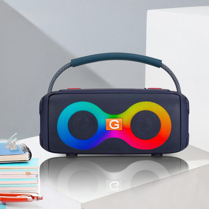 Picture of ET 312 Double 2 inch wireless BT portable stereo bass with FM Radio LED Colorful Light DJ Party Bluetooth Speaker